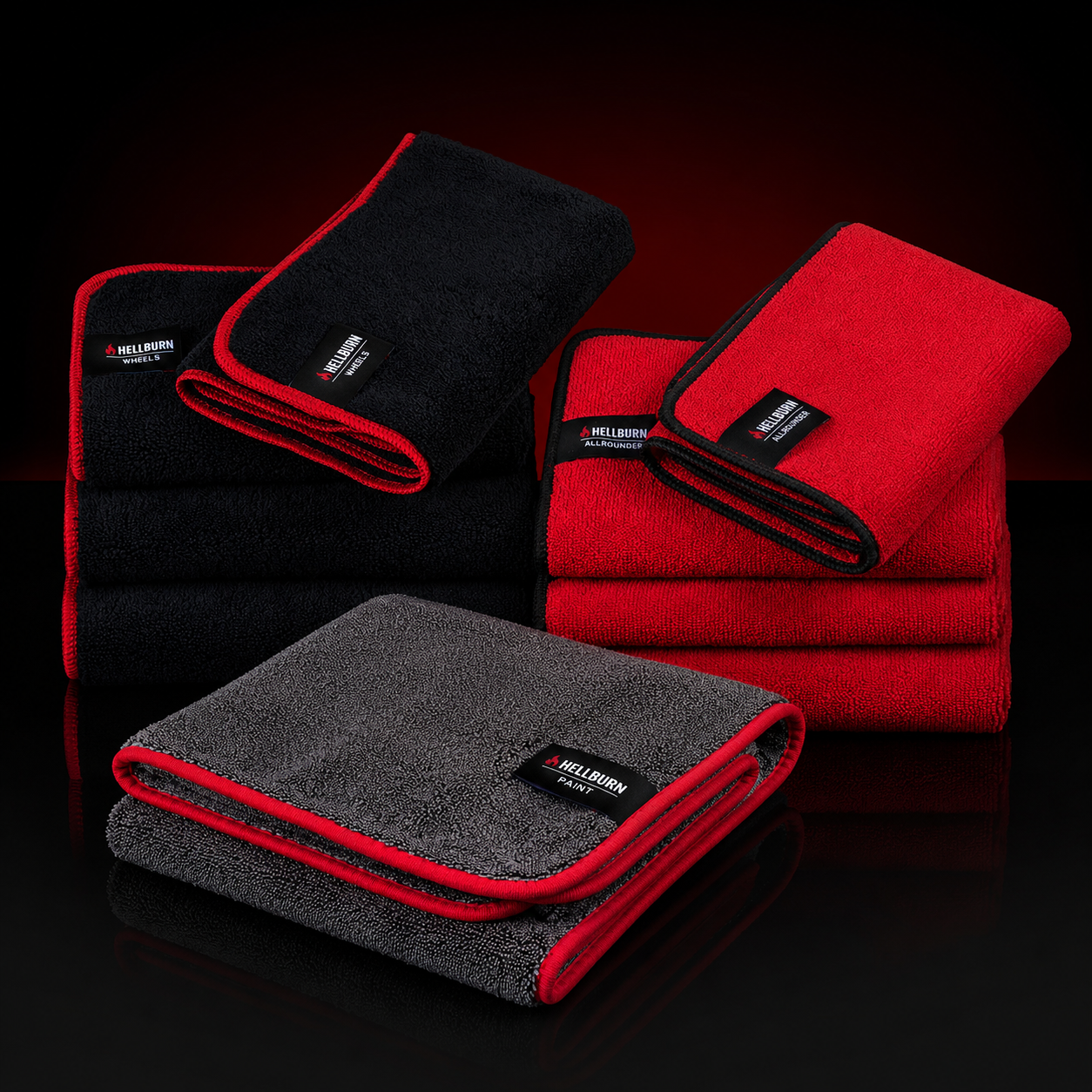 HELLBURN 9er Mikrofaserset (Lack, Felgen & Innenraum)