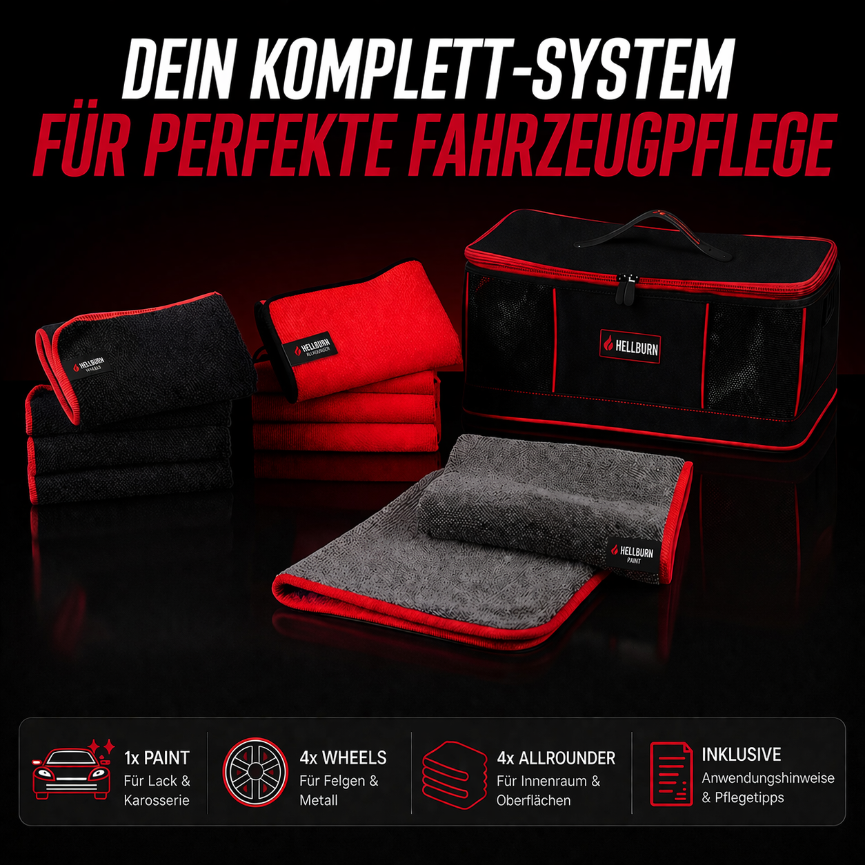 HELLBURN 9-teiliges Mikrofaser-Set inkl. Box